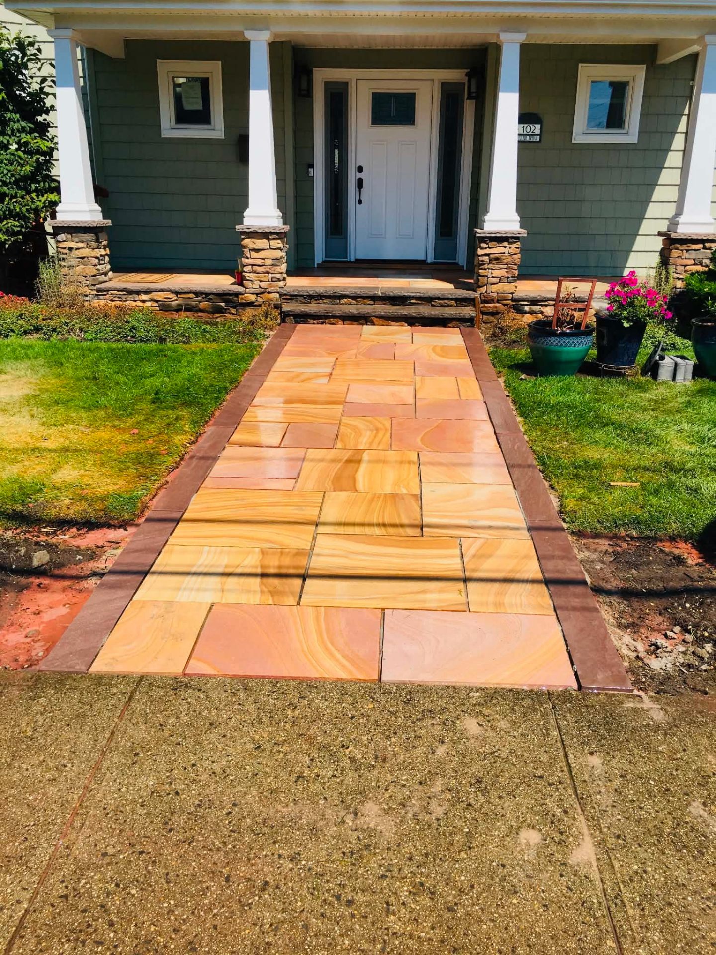Rainbow sandstone front walkway